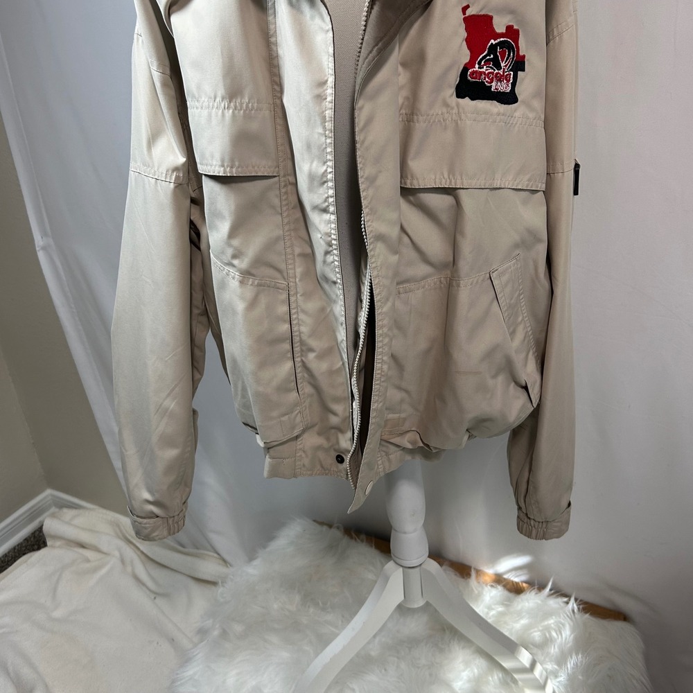 Vintage Windor Made Angola LNG Jacket Mens Full Zip Windbreaker Beige‎ - Picture 4 of 9